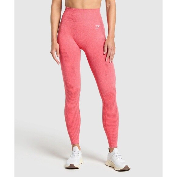 Gymshark Women's Vital Seamless 2.0 Leggings Coral Red Marl S - Picture 1 of 9